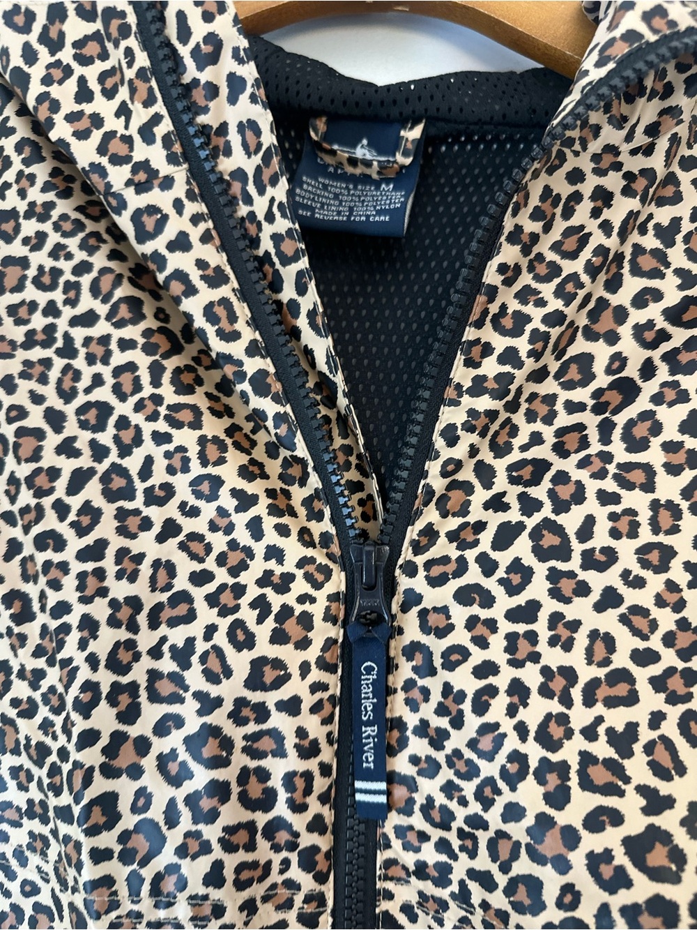 Charles River Apparel Leopard-Print Hooded Utility Jacket in Tan and Black - Picture 3 of 8